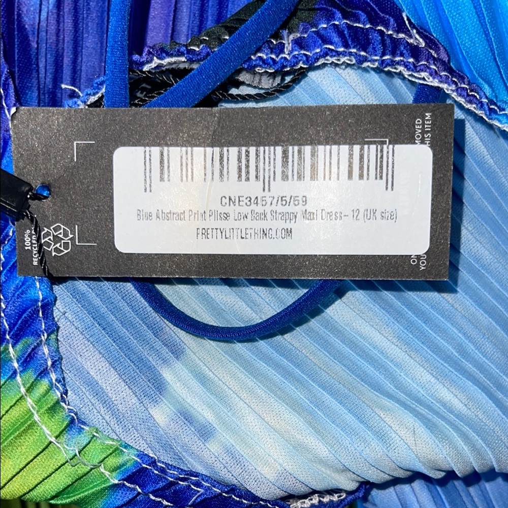 Prettylittlething Vibrant Blue and Green Pleated Dress 👗 BNWT - Picture 4 of 6